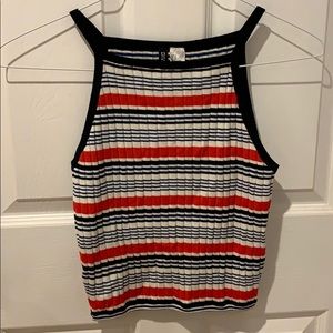 Sweater material striped crop top
